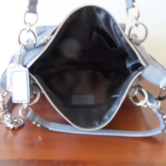 COACH Kristin Laila Pinnacle Round Satchel Shimmer Slate gray leather EUC 19343 - Picture 10 of 13